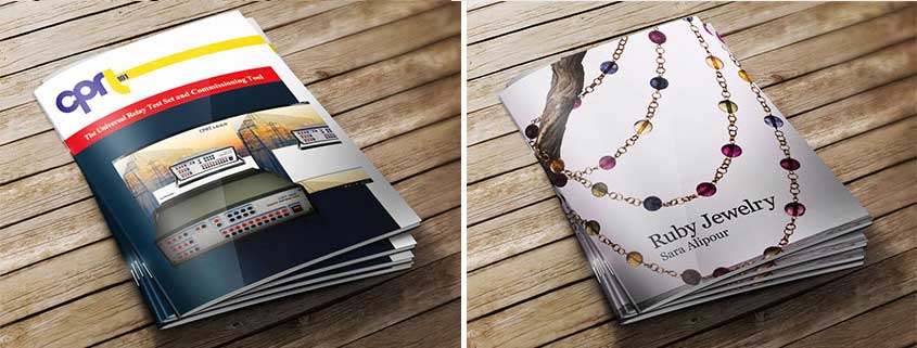 دو نمونه کاتالوگ تبلیغاتی با طراحی جلد زیبا شرکت جواهرات رابی